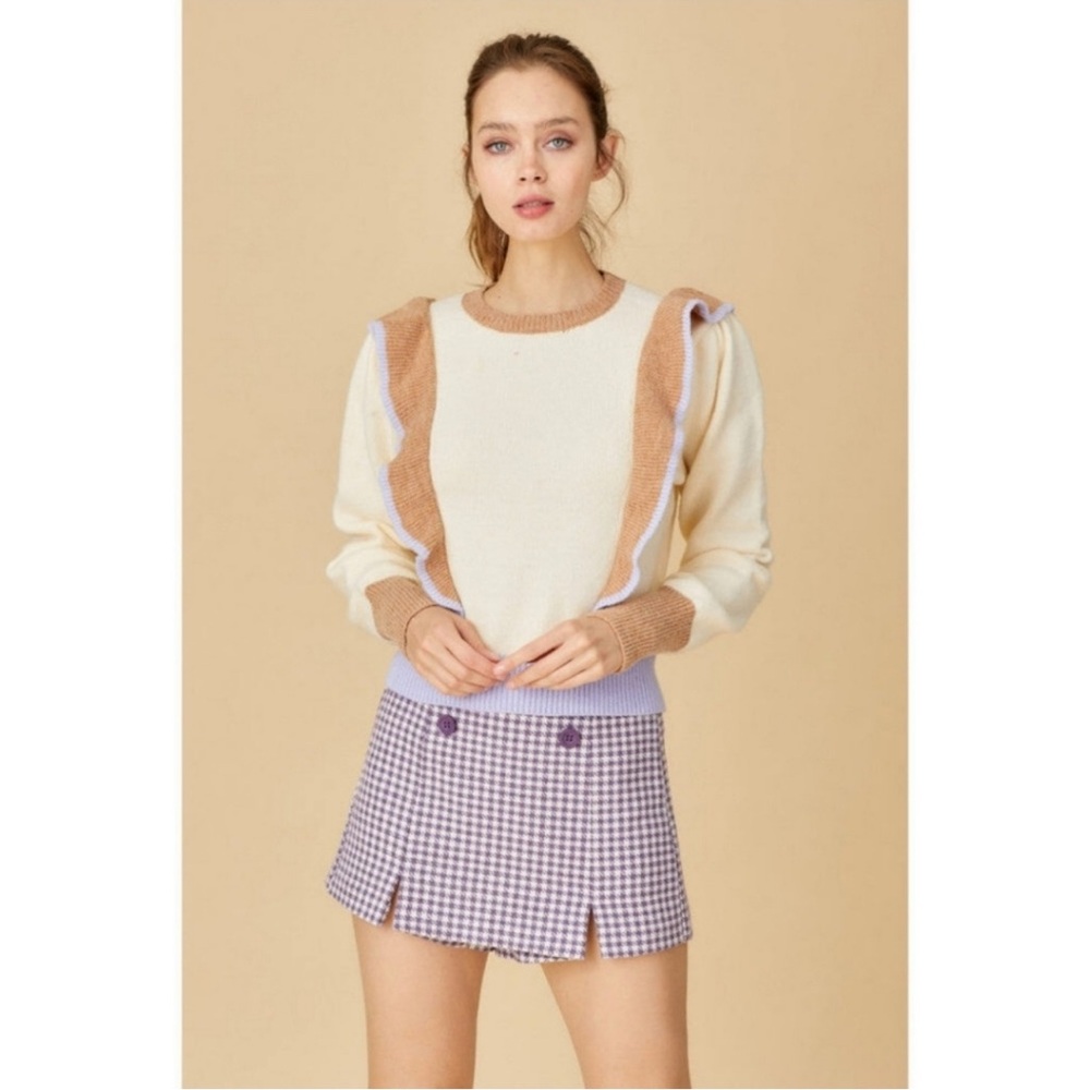 &Merci Boutique Sweater with Cream, Tan and Purple Coloring